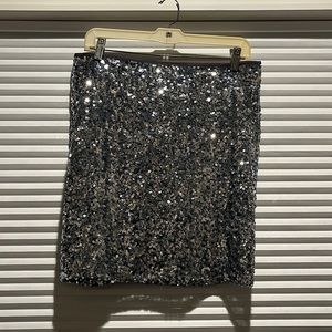 Silver sequin skirt